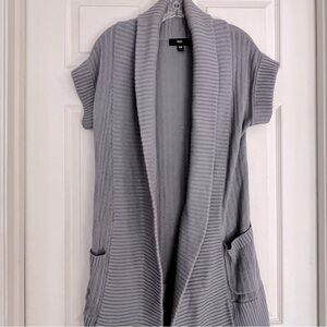 🌸 Mossimo Short Sleeve Longline Duster Open Cardigan with Pockets, Gray Size XS